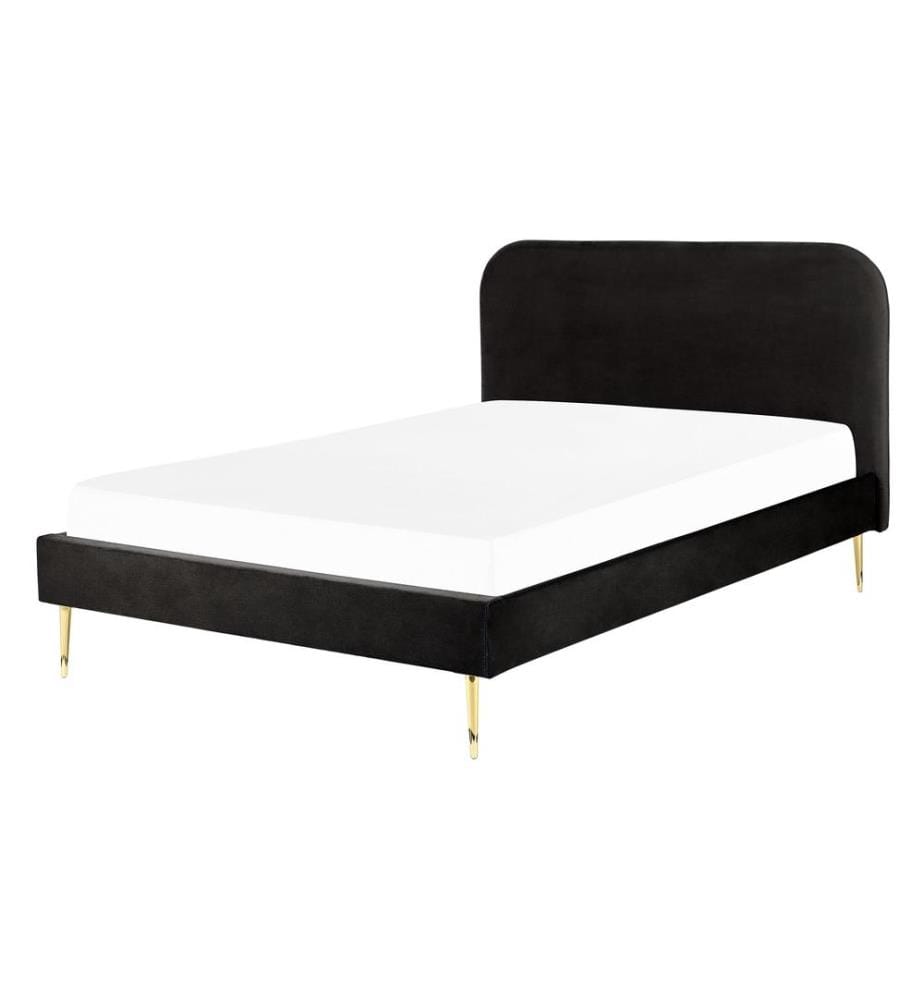 Lit avec sommier Velours FLAYAT 140 x 200 cm Noir