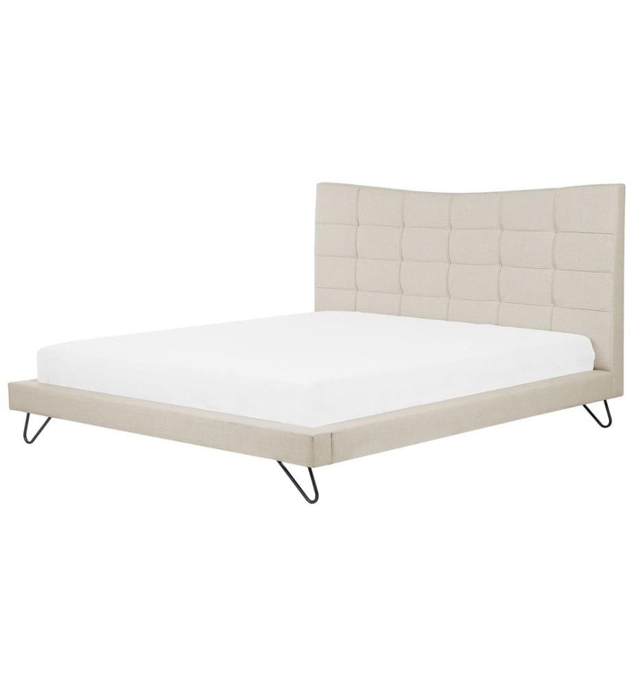 Lit avec sommier Tissu LANNION 180 x 200 cm Beige clair