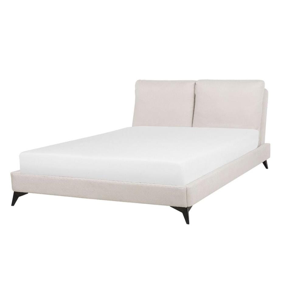 Lit avec sommier Tissu chenille MELLE 140 x 200 cm Beige clair