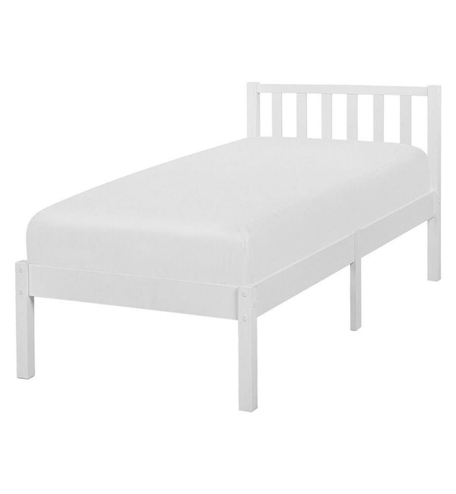 Lit avec sommier Bois de pin FLORAC 90 x 200 cm Blanc