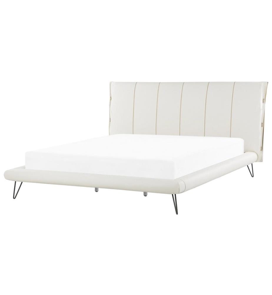 Lit avec sommier Cuir PU BETIN 180 x 200 cm Beige clair