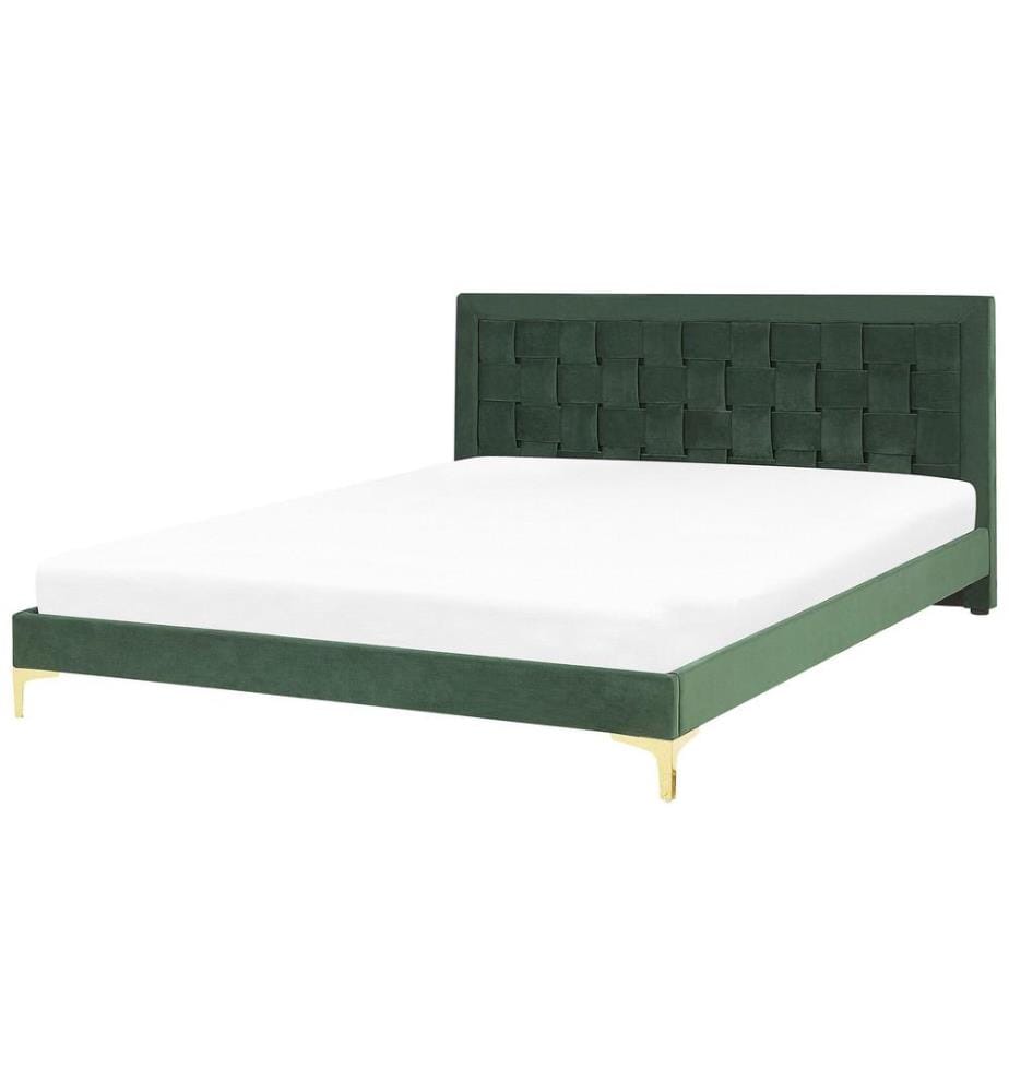 Lit avec sommier Velours LIMOUX 180 x 200 cm Vert foncé