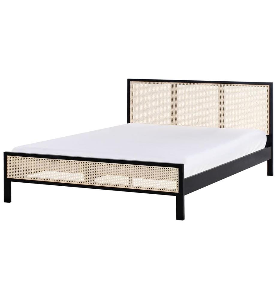 Lit avec sommier Bois de pin SALERNAS 180 x 200 cm Noir