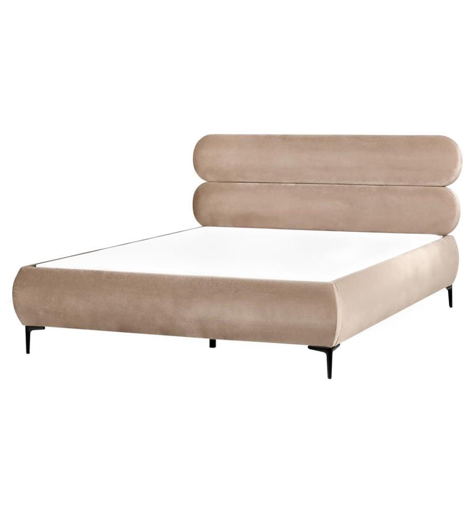 Lit avec sommier Velours LESSAY 160 x 200 cm Taupe