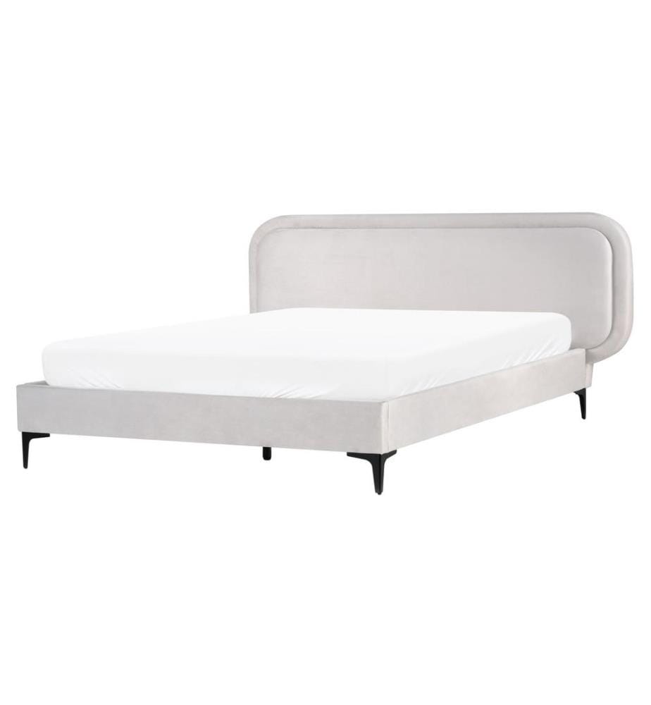 Lit avec sommier Velours SUZETTE 160 x 200 cm Gris clair