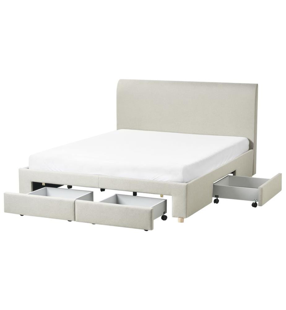 Lit avec tiroirs de rangement Tissu SOUTRIN 160 x 200 cm Beige