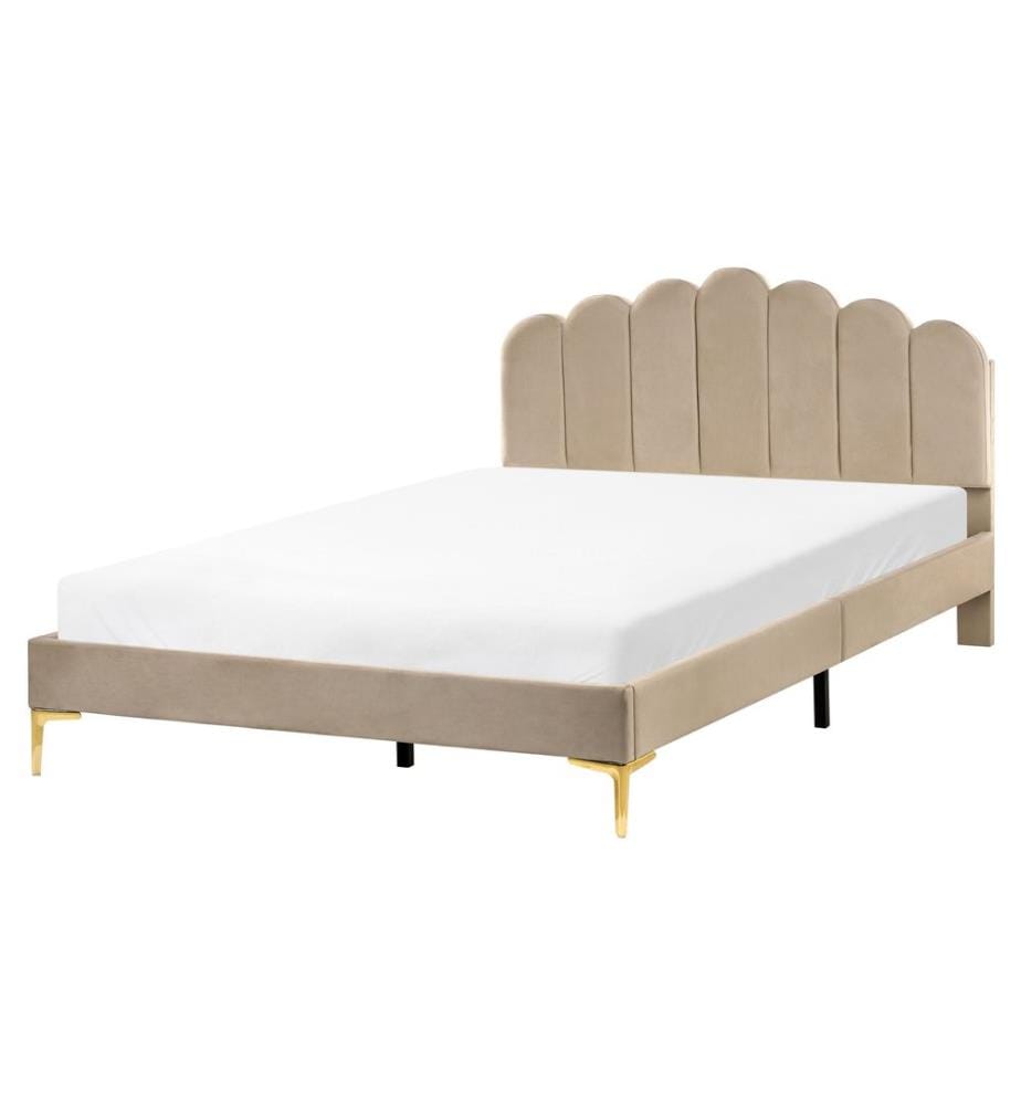 Lit avec sommier Velours SAUVIAN 160 x 200 cm Taupe