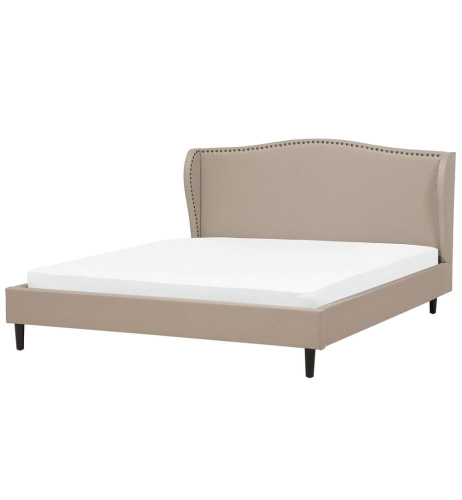 Lit avec sommier Tissu COLMAR 180 x 200 cm Beige sable