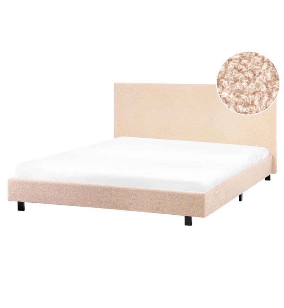 Lit avec sommier Bouclé ALBI 160 x 200 cm Beige