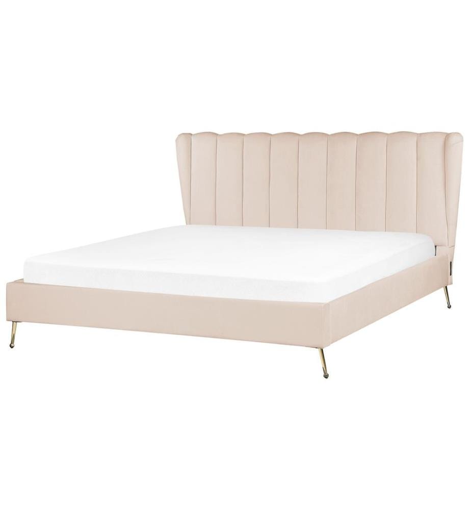 Lit avec sommier Velours MIRIBEL 180 x 200 cm Beige