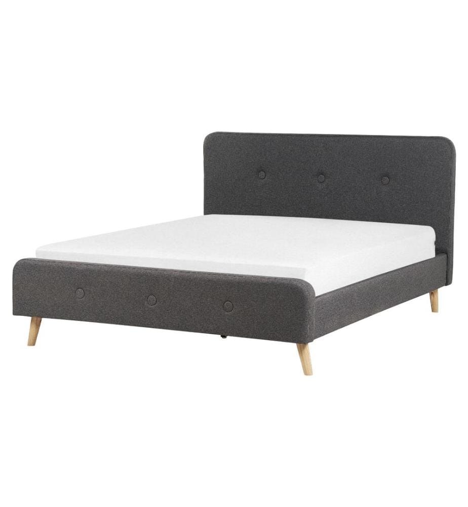 Lit avec sommier Tissu RENNES II 160 x 200 cm Gris foncé