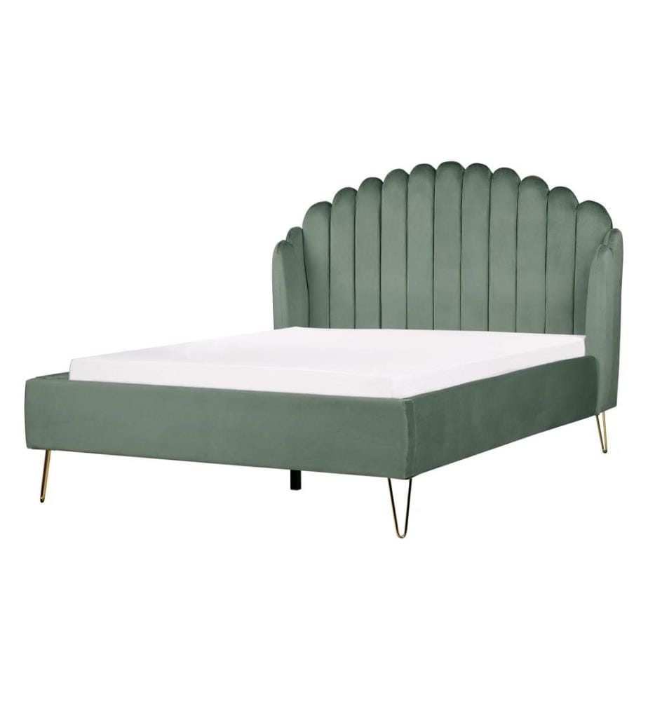 Lit avec sommier Velours AMBILLOU 140 x 200 cm Vert