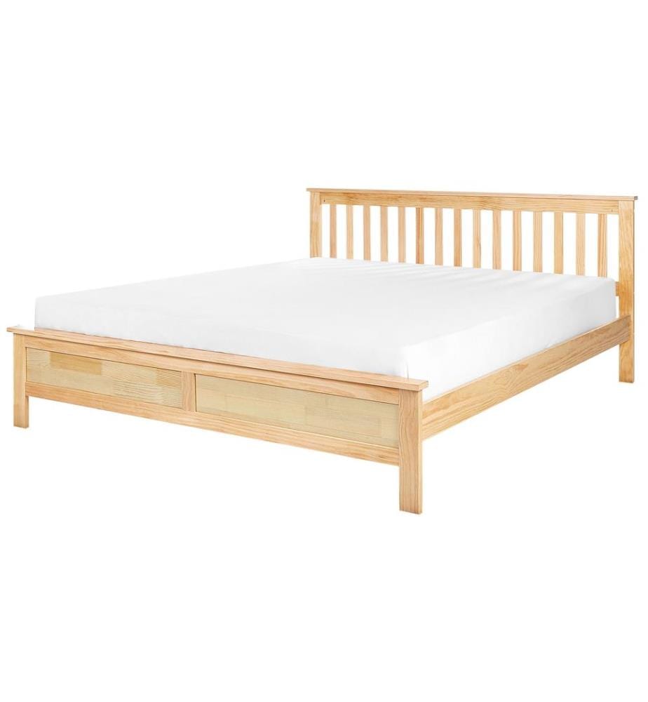 Lit avec sommier Bois de pin MAYENNE 180 x 200 cm Marron clair