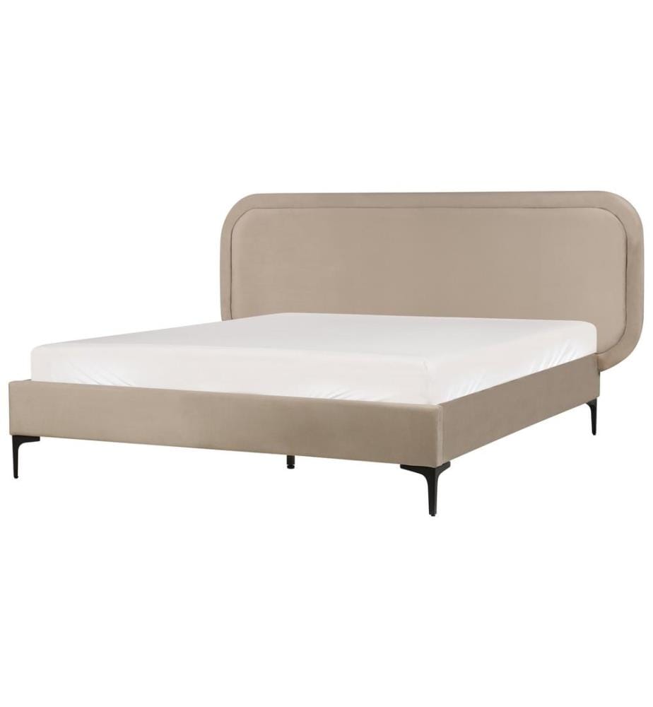 Lit avec sommier Velours SUZETTE 140 x 200 cm Beige