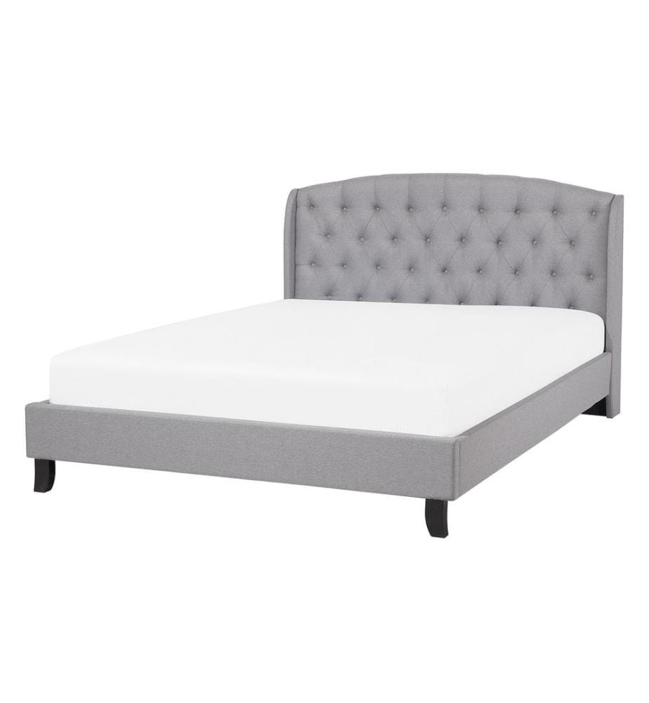 Lit avec sommier Tissu BORDEAUX 140 x 200 cm Gris clair