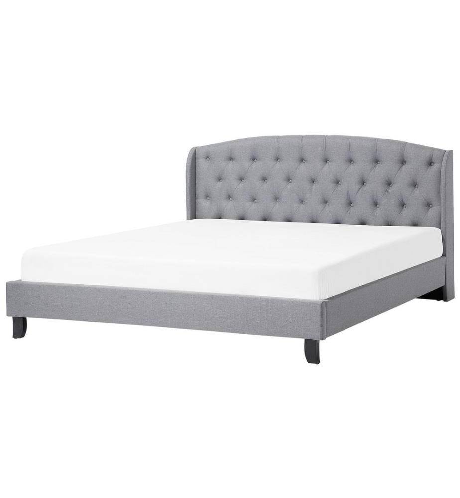 Lit avec sommier Tissu BORDEAUX 180 x 200 cm Gris clair