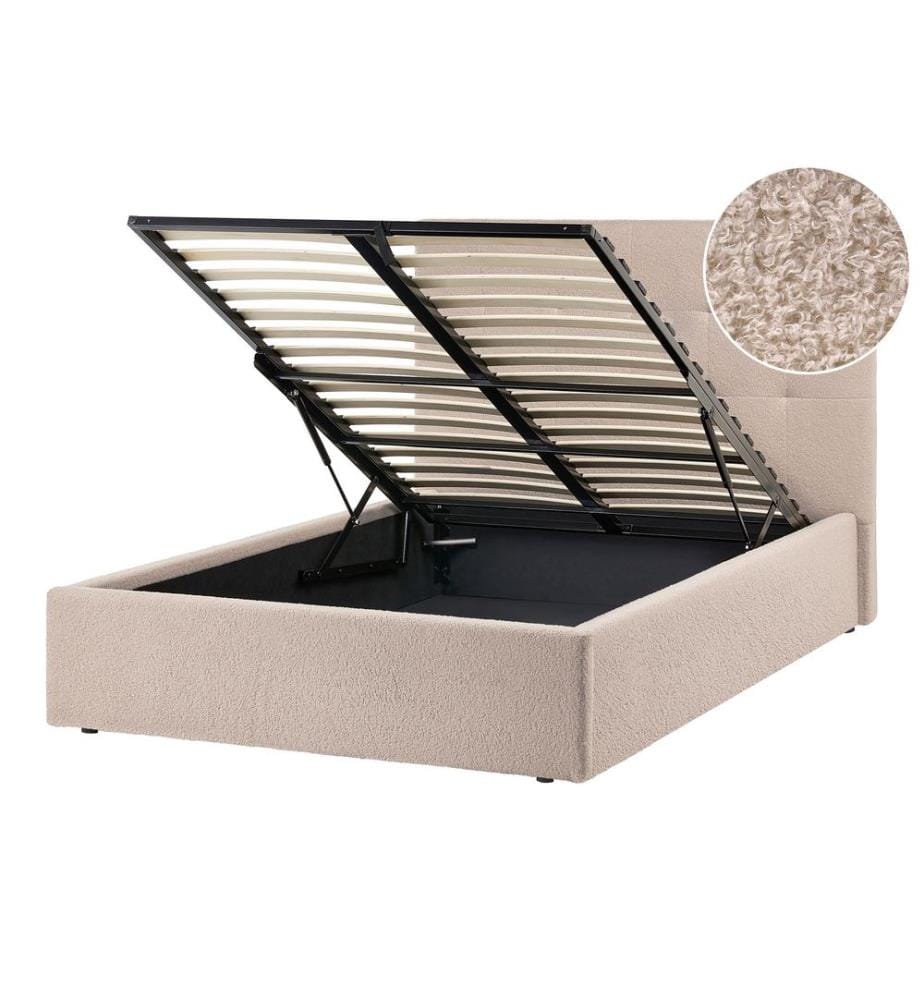 Lit ottoman Bouclé LORIENT 120 x 200 cm Beige