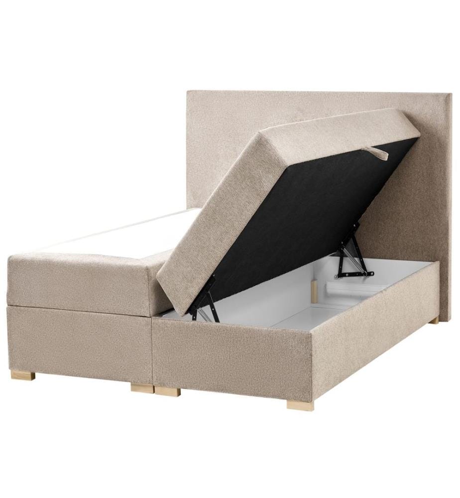 Lit boxspring avec rangement Tissu MAJOR 120 x 200 cm Taupe