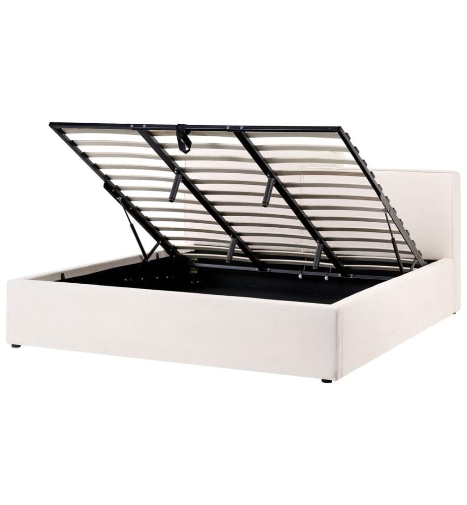 Lit ottoman Tissu LAGARDE 180 x 200 cm Blanc cassé