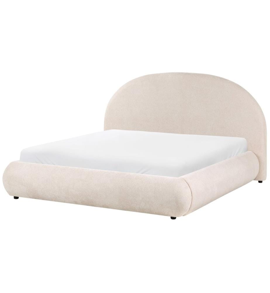 Lit ottoman Tissu GRASSE 160 x 200 cm Beige clair
