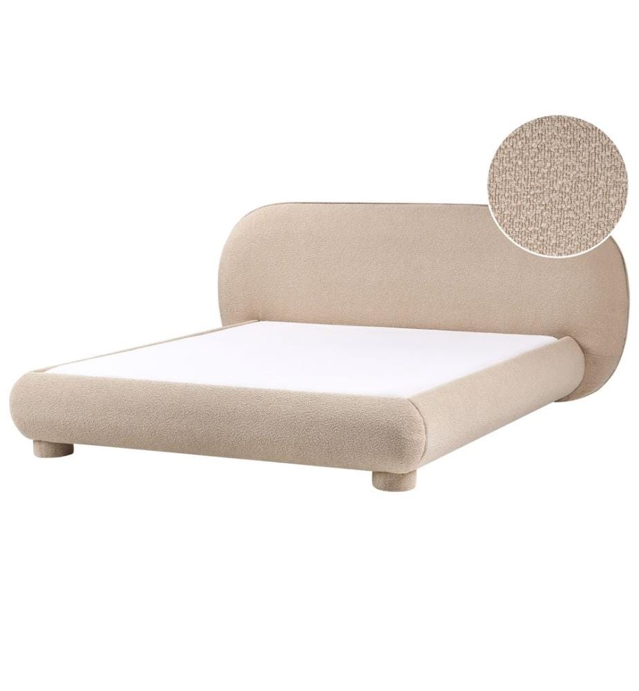 Lit avec sommier Bouclé BAYEL 160 x 200 cm Taupe