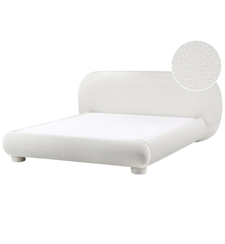 Lit avec sommier Bouclé BAYEL 160 x 200 cm Blanc cassé