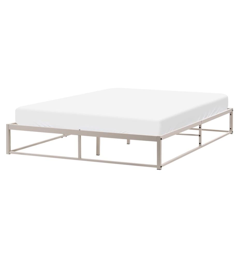 Lit sans tête de lit Métal VIRY 160 x 200 cm Beige clair