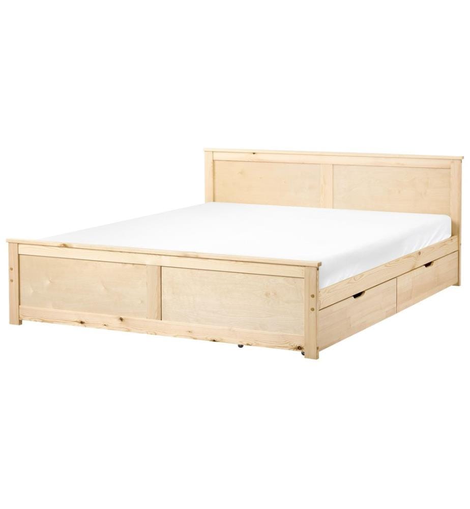 Lit avec 2 tiroirs DAUPHIN Bois de pin Marron clair 180 x 200 cm