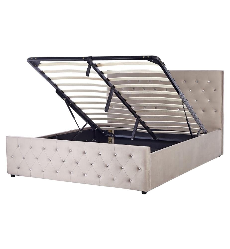 Lit ottoman AMIENS Velours Taupe 160 x 200 cm