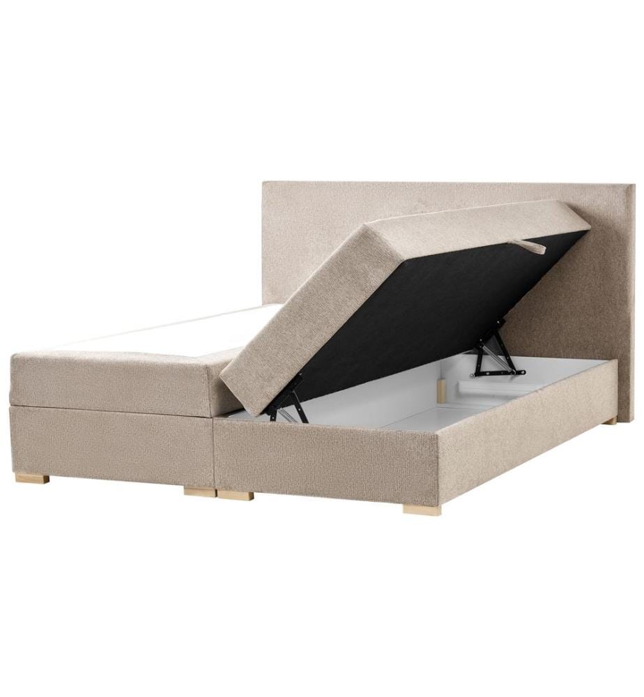 Lit boxspring avec rangement MAJOR Tissu Taupe 180 x 200 cm