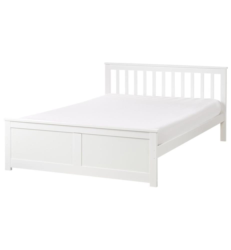 Lit avec sommier Bois de pin OLENDON 140 x 200 cm Blanc