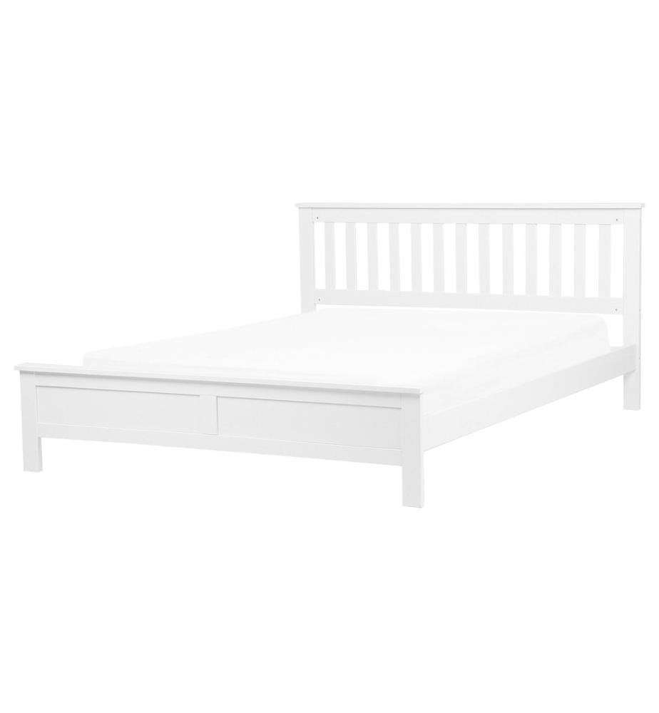 Lit avec sommier Bois de pin MAYENNE 160 x 200 cm Blanc