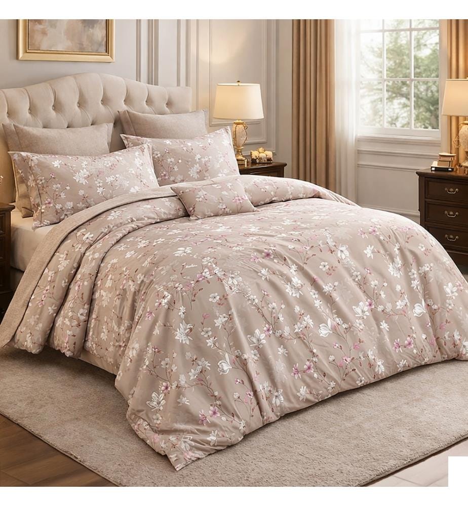 Parure Housse de Couette 3 Pcs 220X240 cm en Percale de Coton 80 Fils Sakumi