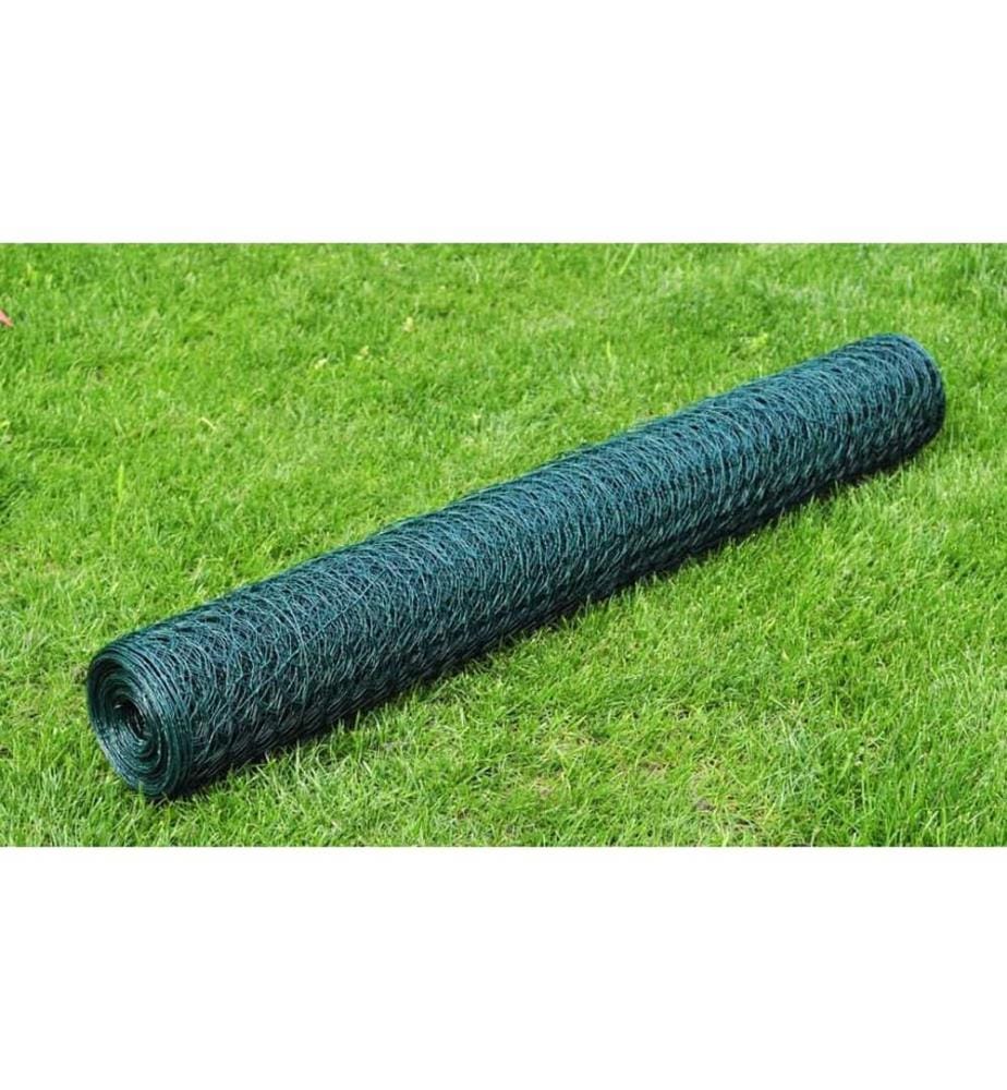 Grillage à poule avec revêtement en PVC 25x0,75 m vert