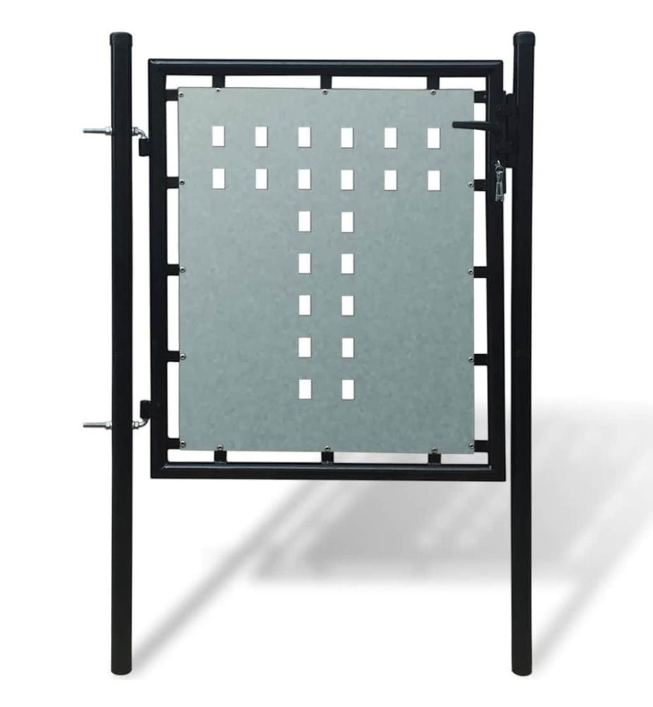 Portail de clôture noir à une porte 100x75 cm