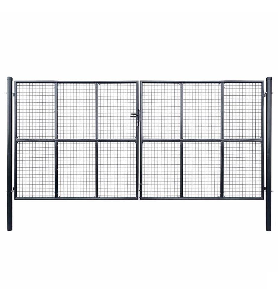 Portail de jardin grillagé en acier galvanisé gris 400 x 200 cm