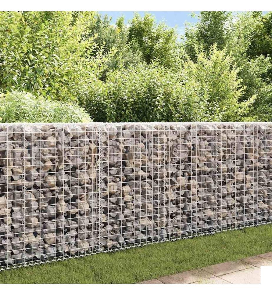 Mur à gabion avec couvercles Acier galvanisé 200 x 20 x 85 cm