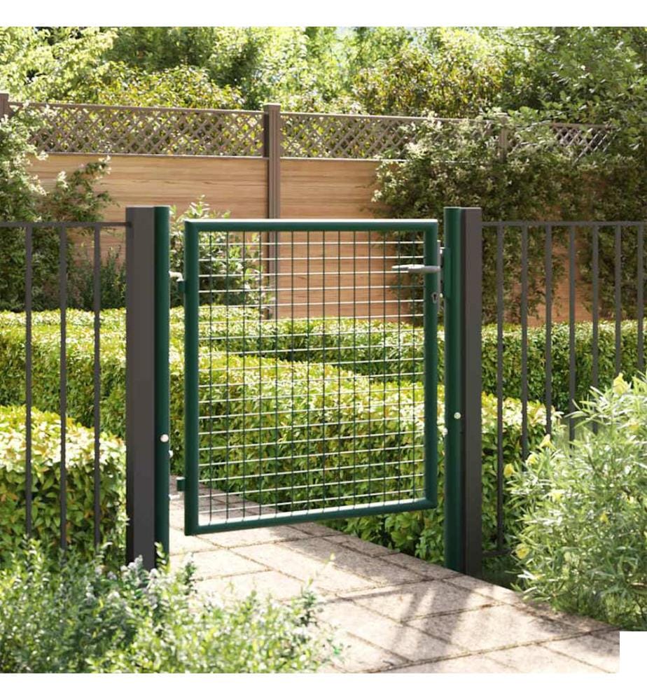 Portail de clôture en acier 100x75 cm vert