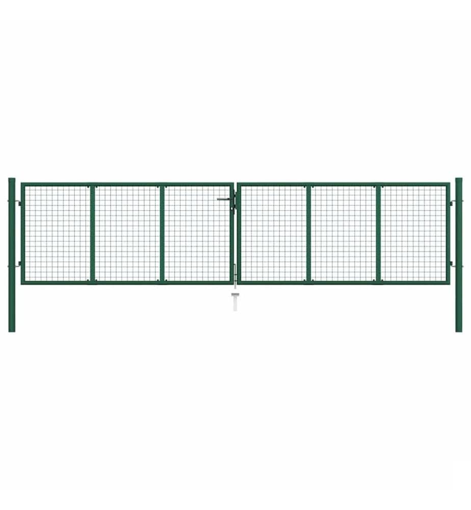 Portail de jardin en acier grillagé 400 x 100 cm vert