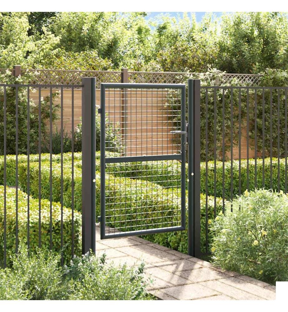 Portail de jardin grillagé en acier galvanisé gris 100 x 125 cm