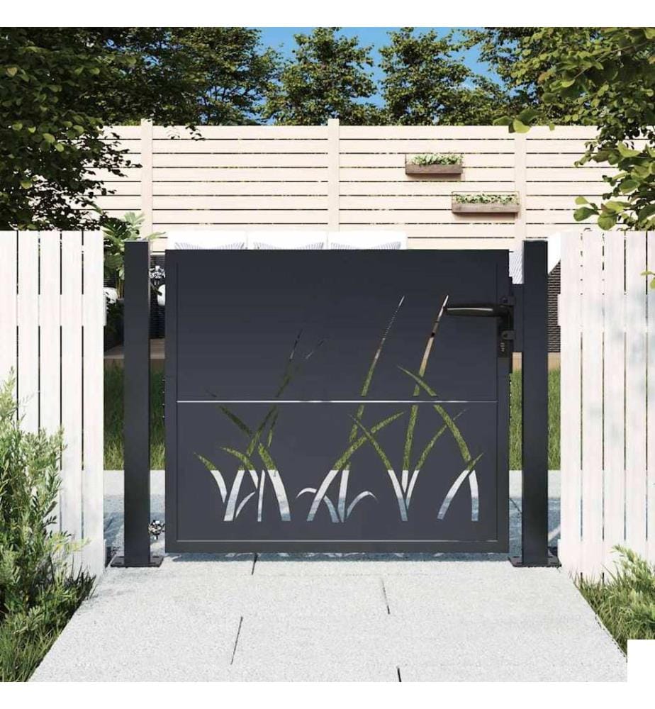 Portail de jardin Anthracite 100x100 cm Acier Design Herbe