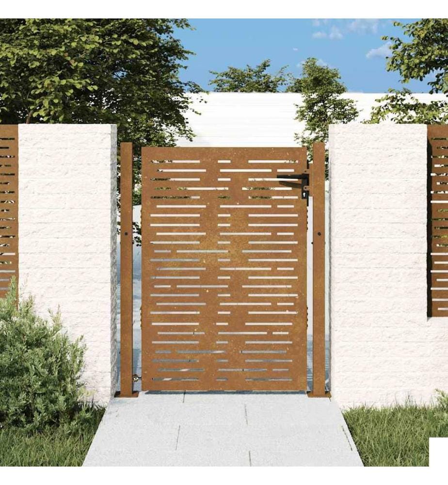 Portail de jardin 100x125 cm en acier Corten, design carré