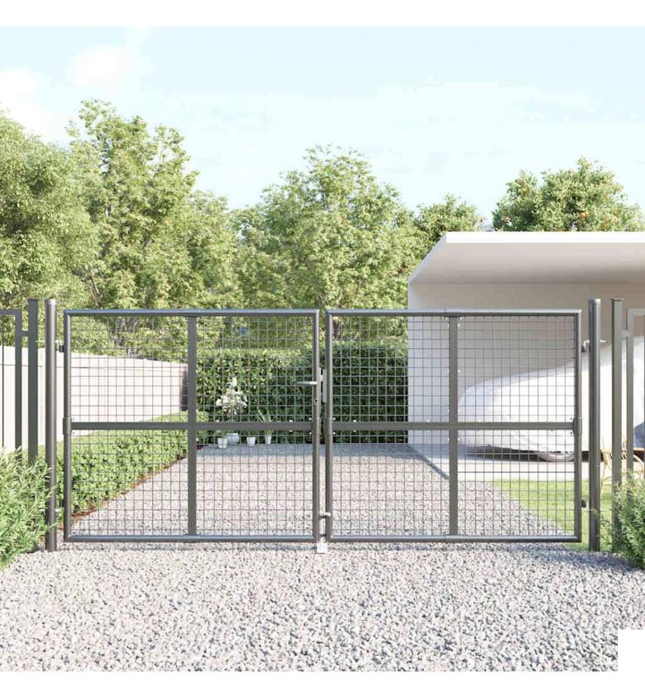 Portail de jardin grillagé Anthracite 300 x 125 cm Acier galvanisé