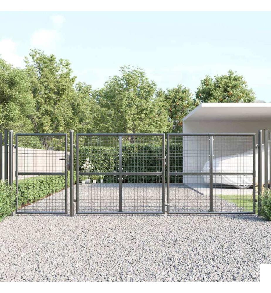 Portail de jardin grillagé Anthracite 400x125 cm Acier galvanisé