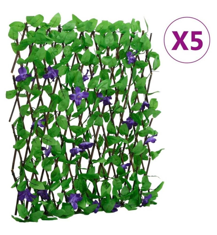 Treillis de lierre artificiel extensible 5 pcs vert 180x70 cm