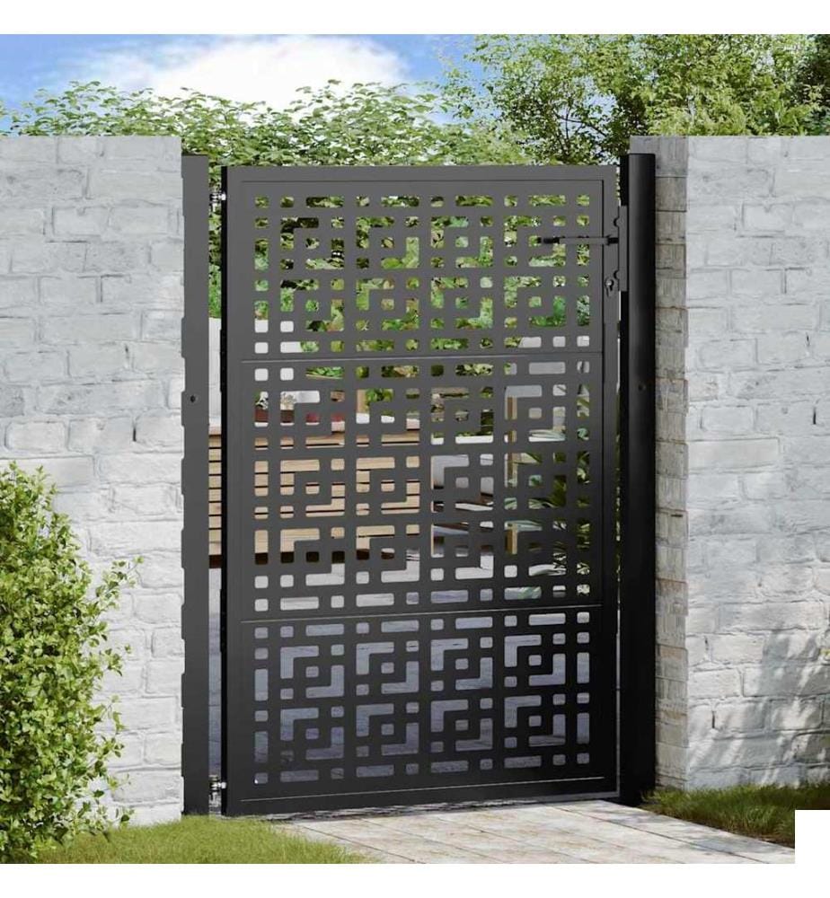 Portail de jardin noir 100x125 cm en acier avec croix
