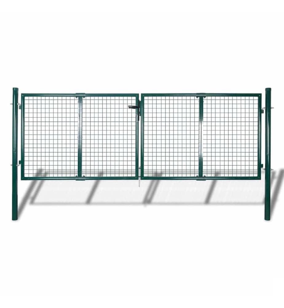 Portail de clôture en acier 300 x 125 cm vert