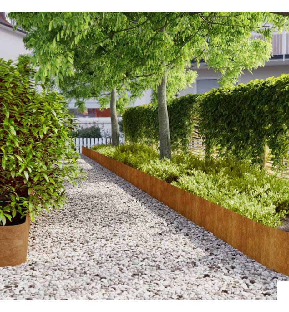 Bordures de pelouse 10 pcs 25x103 cm acier corten flexible