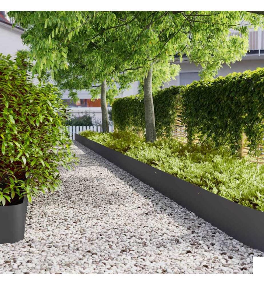 Bordures de pelouse 20 pcs noir 25x103 cm acier laminé à froid