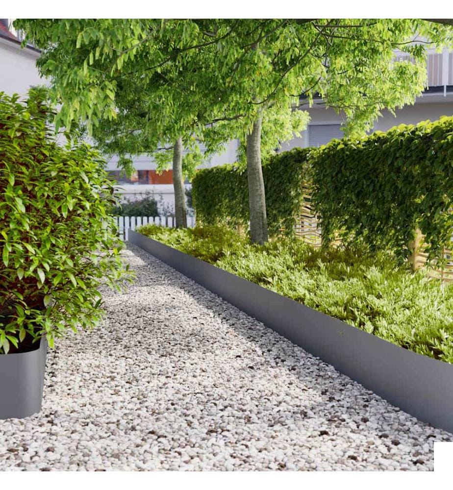 Bordures pelouse 20pcs anthracite 25x103cm acier laminé à froid